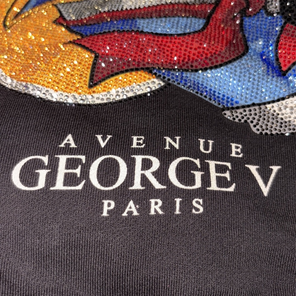 •SOLD• George V SUPER PANDA  Black Rhinestone Hoodie Size XL - Picture 8 of 12